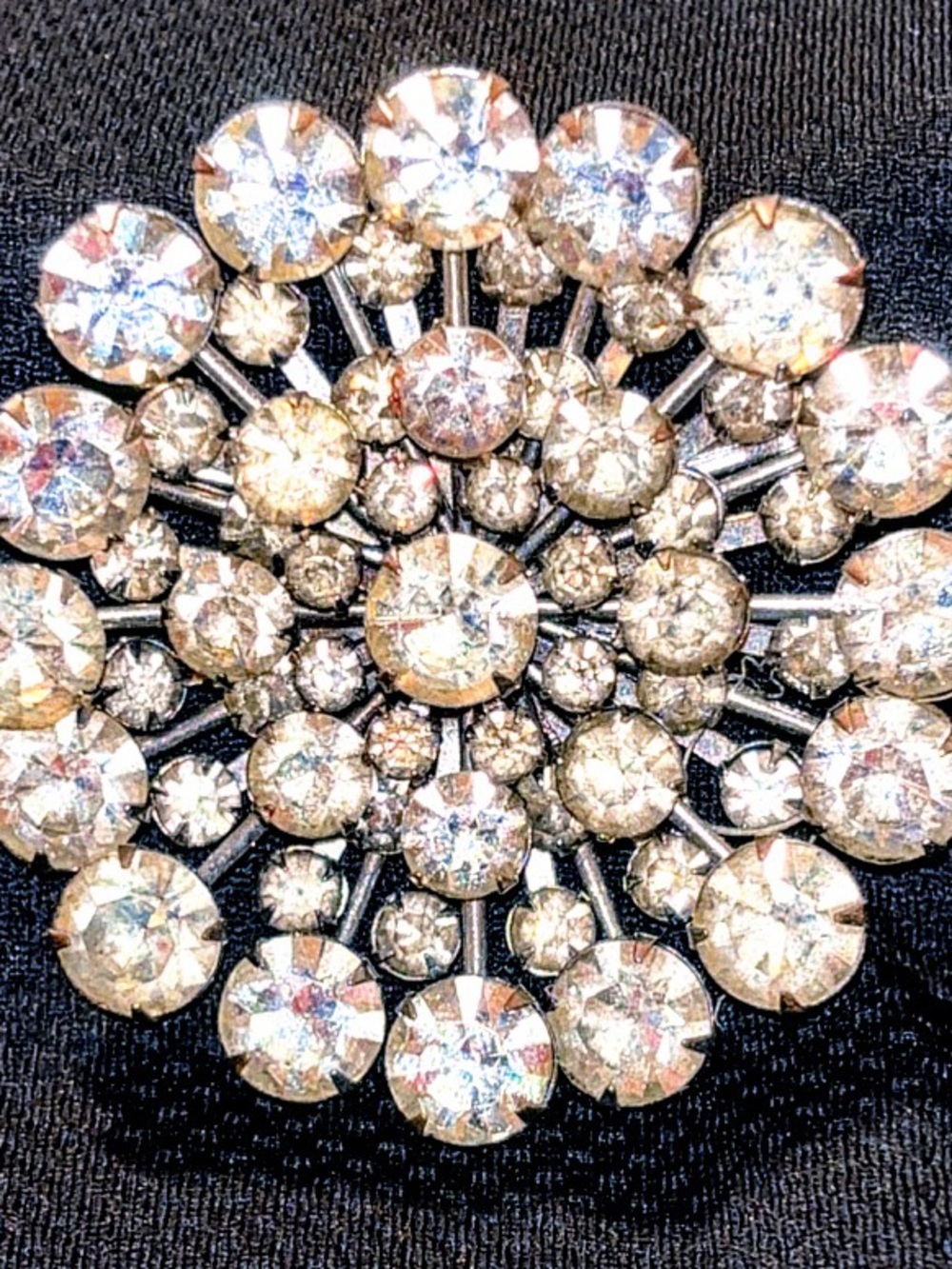 Vintage Starburst Rhinestone Brooch